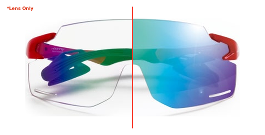 AirFly Lumen AF-301BK Photochromic Blue Mirror replacement lens, clear and tinted state
